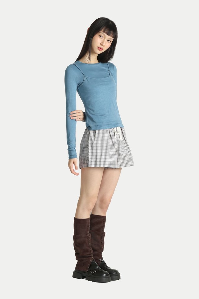 MIKA LONG SLEEVE & CAMI SET IN MID BLUE