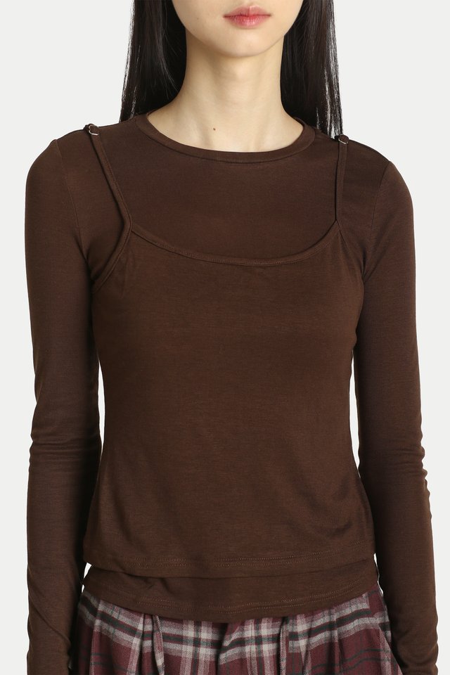 MIKA LONG SLEEVE & CAMI SET IN UMBER