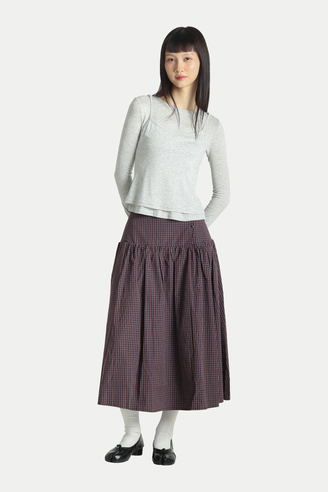 MIKA LONG SLEEVE & CAMI SET IN HEATHER GREY