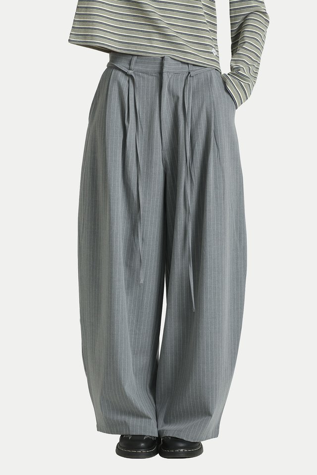 JEN RELAXED SUIT PANTS IN HEATHER GREY STRIPES