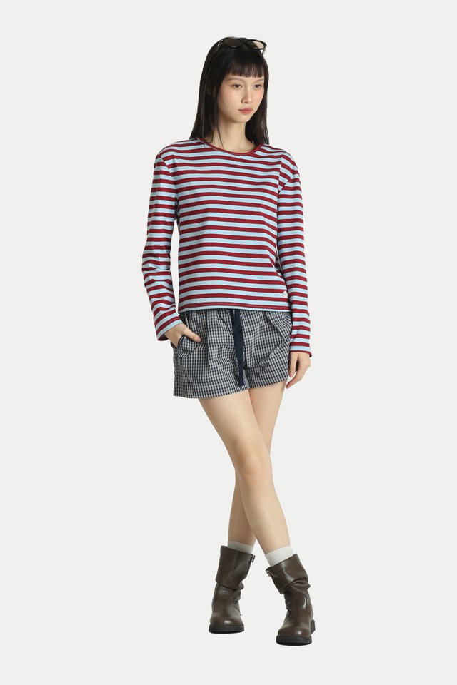 KYLO LONG SLEEVE STRIPE RELAXED TOP IN BLUE