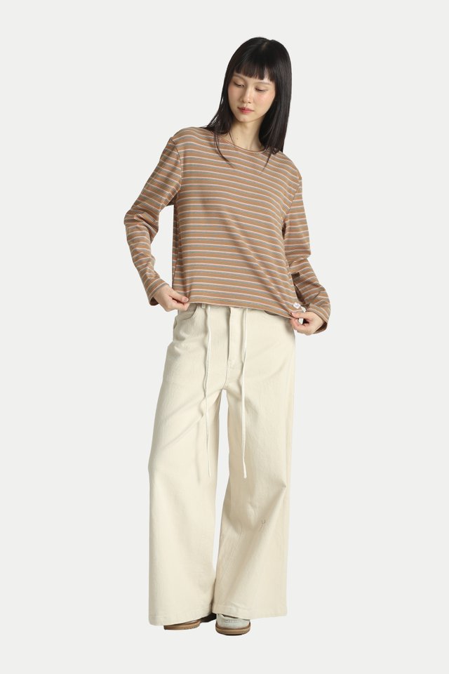 KYLO LONG SLEEVE STRIPE RELAXED TOP IN DESERT