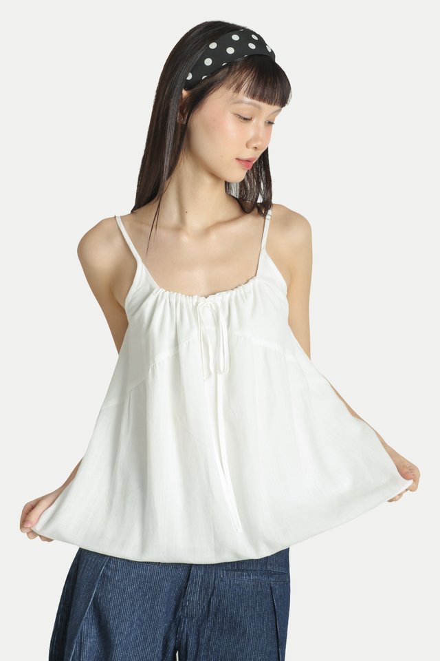 ADELINE FLARE CAMI TOP IN WHITE