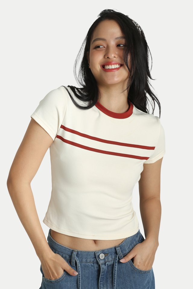 ARCADE X ALIGN COVE BABY TEE IN CREAM