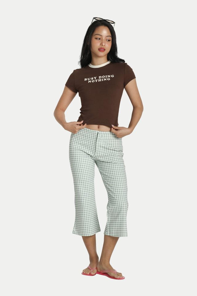 ARCADE X ALIGN COVE "BUSY DOING NOTHING" BABY TEE IN SUNDAY BROWN