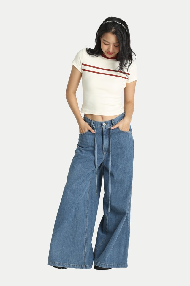 ARCADE X ALIGN KALENA DENIM FLARE JEANS IN MID WASH