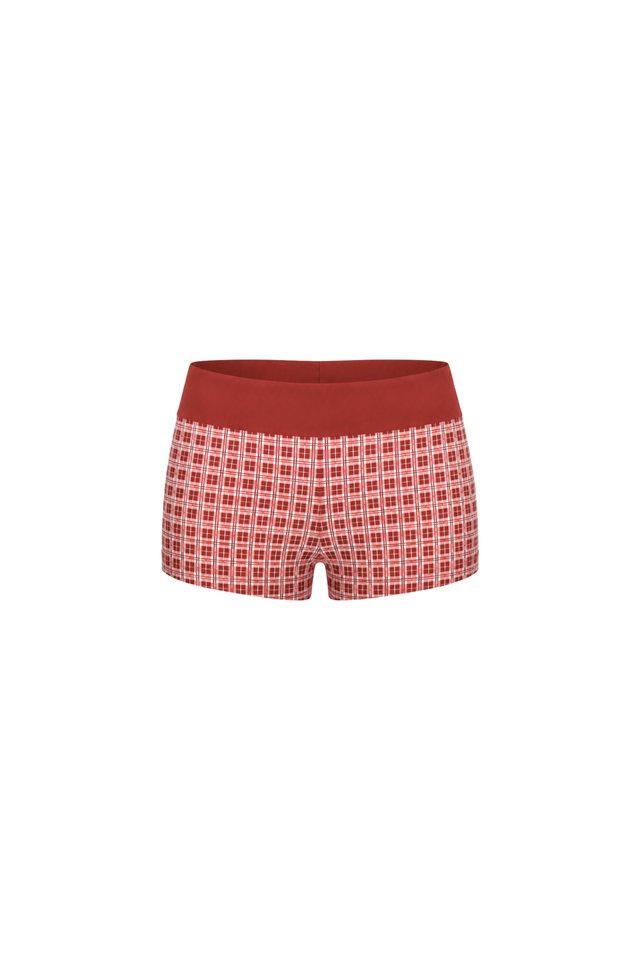 ARCADE X ALIGN FRANKIE SWIM SHORTS-VINTAGE RED PLAID
