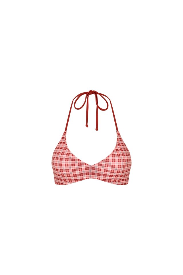 ARCADE X ALIGN MARGOT HALTER TOP-VINTAGE RED PLAID
