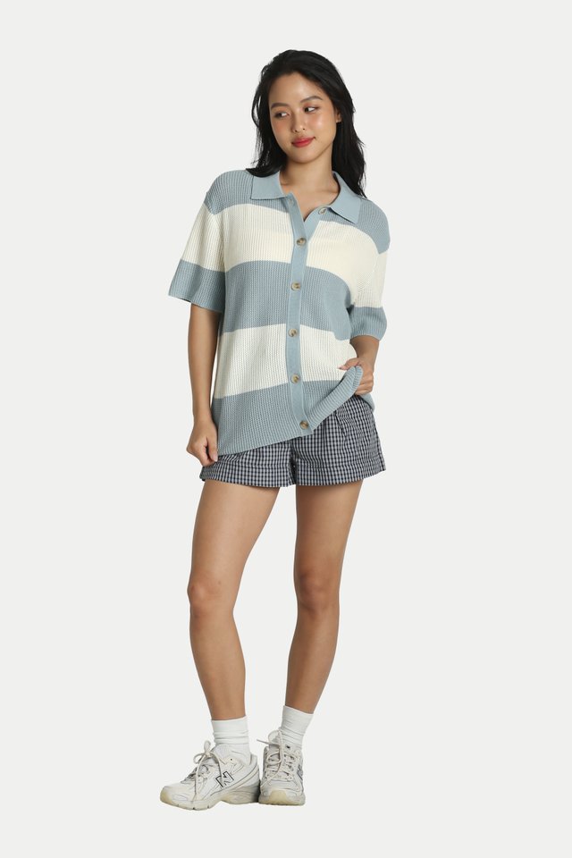 ARCADE X ALIGN SOL STRIPE KNITTED SHIRT IN SOFT CLOUD