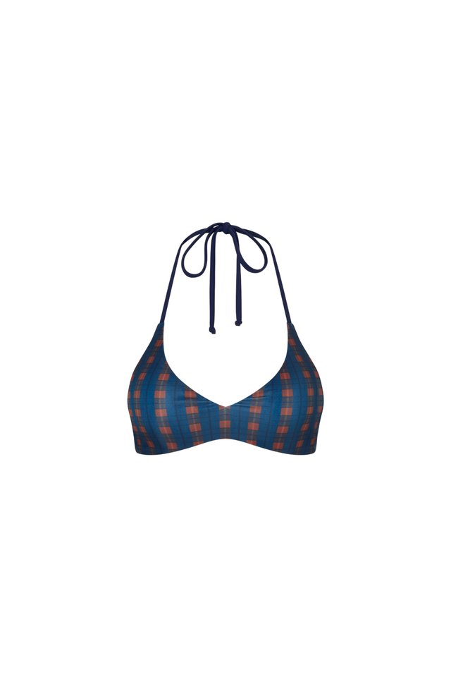 ARCADE X ALIGN MARGOT HALTER TOP-MARINE PLAID