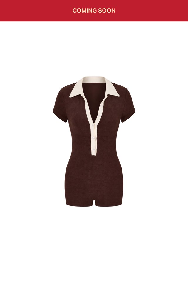 ARCADE X ALIGN BONNIE TERRY SWIM ROMPER-SUNDAY BROWN
