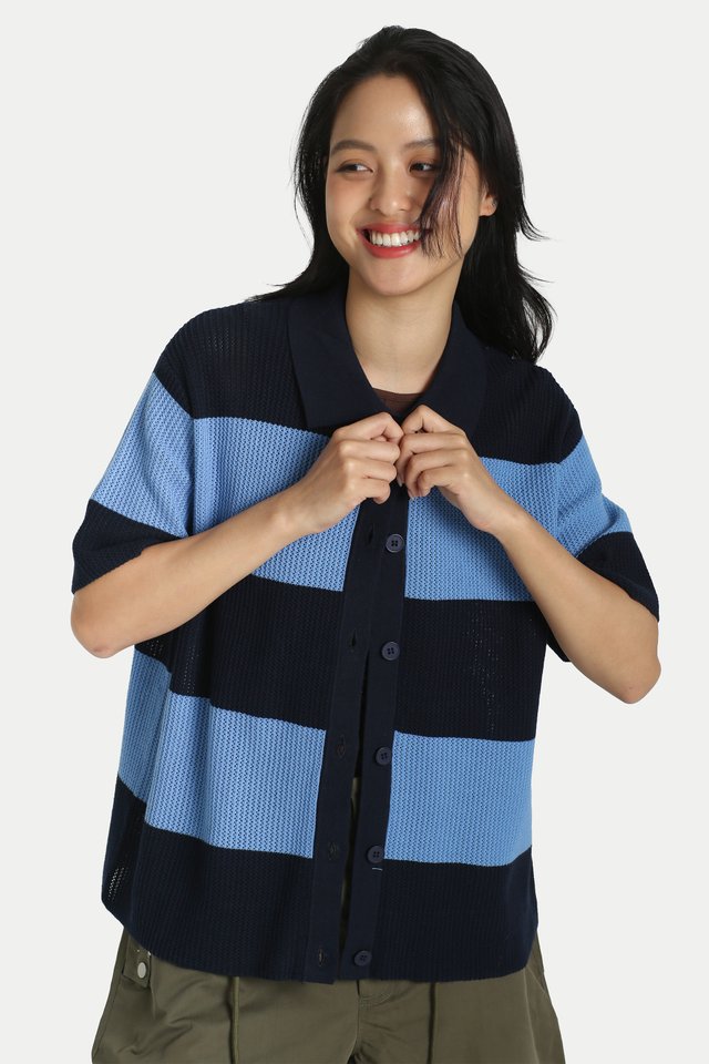 ARCADE X ALIGN SOL STRIPE KNITTED SHIRT IN OCEAN