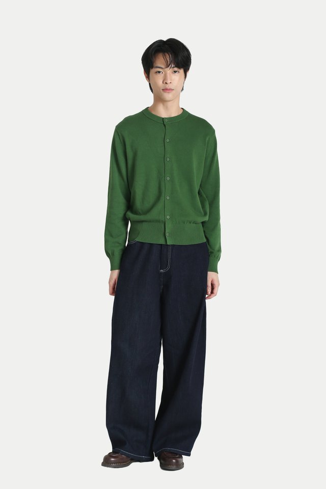 LACHLAN KNIT CREW NECK CARDIGAN IN BAMBOO
