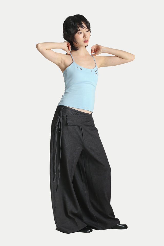 JEMMA PADDED EYELET TANK TOP IN SKY