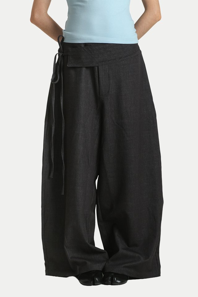 DRAVEN SIDE TIE CHAMBRAY PANTS IN SHADOW