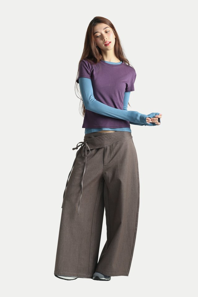 DRAVEN SIDE TIE CHAMBRAY PANTS IN HEATHER BROWN