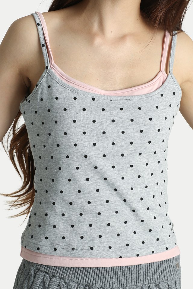 JOVY PADDED TWO-PIECE TANK IN CLOUD DOTS/PINK