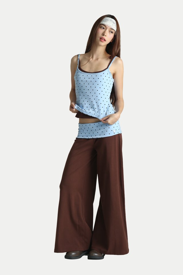 JOVY PADDED TWO-PIECE TANK IN SKY DOTS/CHOCOLATE