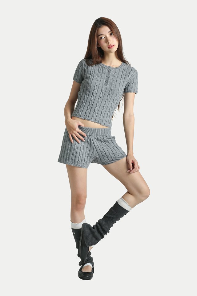 COSETTE KNITTED HENLEY TOP IN CLOUD