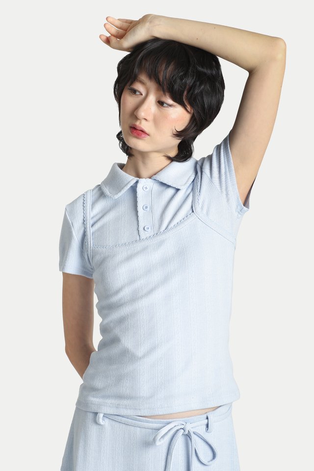 MOLLY POINTELLE POLO & CAMI SET IN SKY