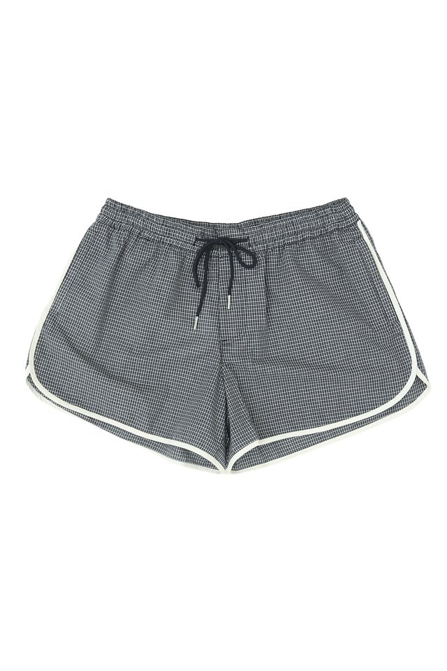 ROONEY CONTRAST CURVED HEM SHORTS IN NAVY