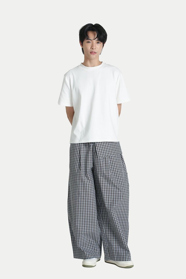 TAGG CHECKED LOUNGE TROUSERS IN OLIVE