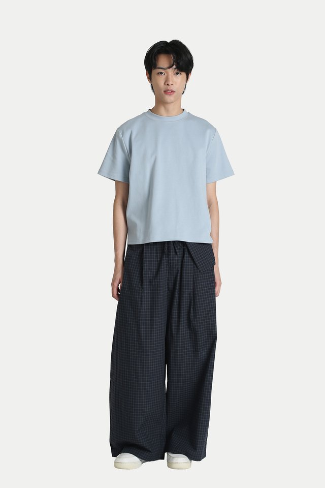 TAGG CHECKED LOUNGE TROUSERS IN NAVY