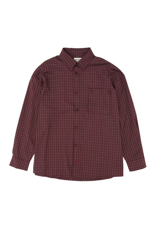WALT CHECKED POCKET SHIRT IN BURGUNDY