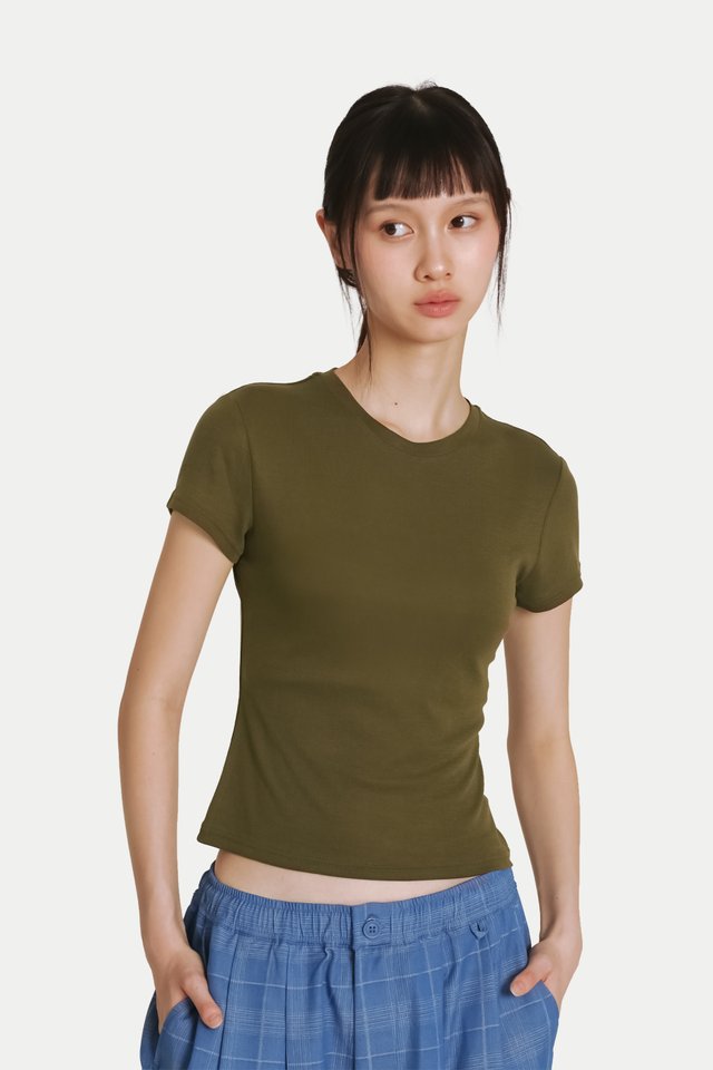 FAWN BABY TEE IN SADDLE
