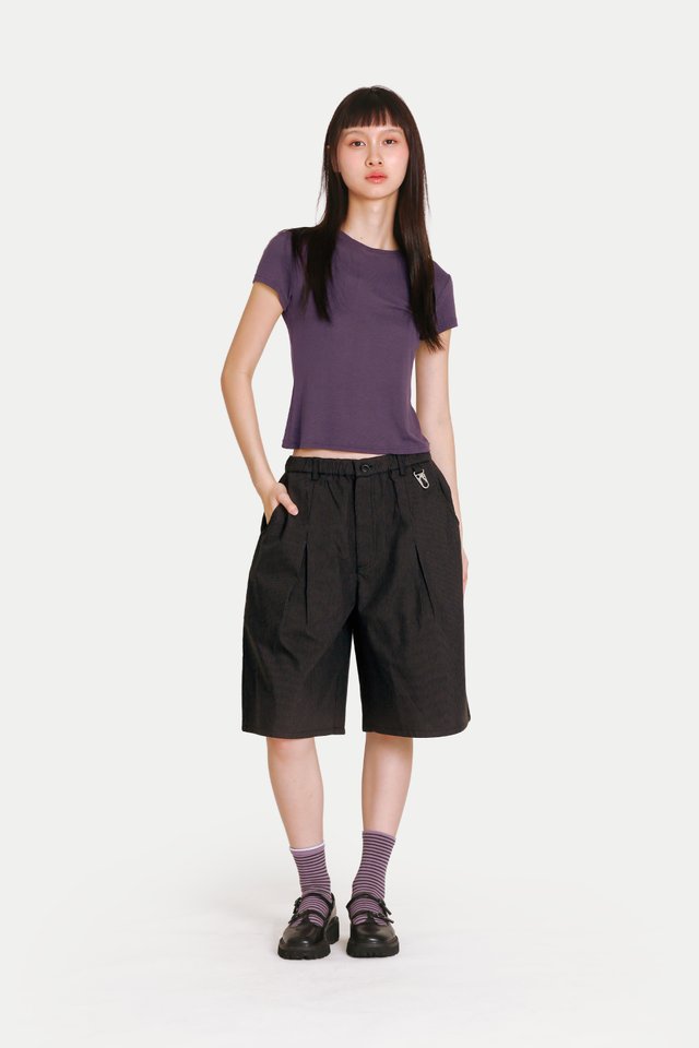KAIZEN CHECKERED JORTS IN BLACK