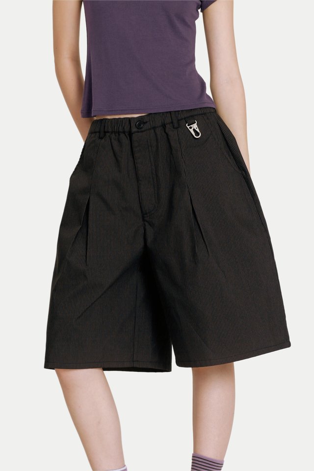 KAIZEN CHECKERED JORTS IN BLACK
