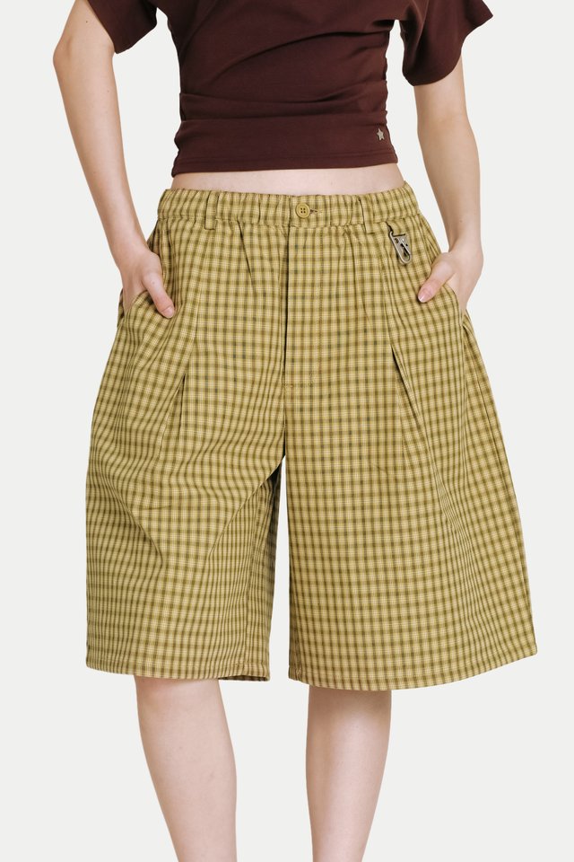 KAIZEN CHECKERED JORTS IN HONEY