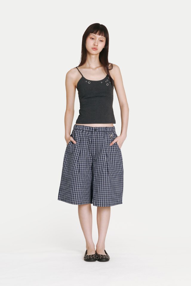 KAIZEN CHECKERED JORTS IN NAVY