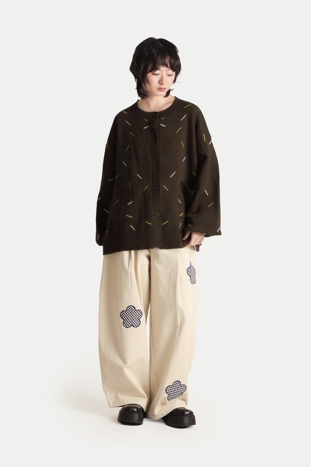 KIMIKO BOXY SPRINKLES CARDIGAN IN CHOCOLATE
