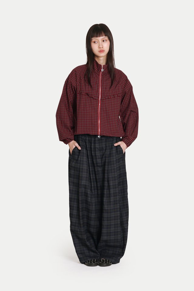 KOUTA PARACHUTE PANTS IN INK CHECKS