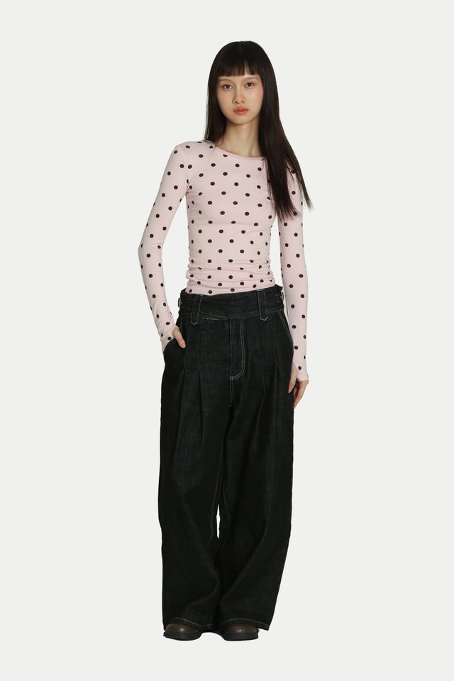 SATORU HIGH-WAISTED GURKHA JEANS IN BLACK WASH