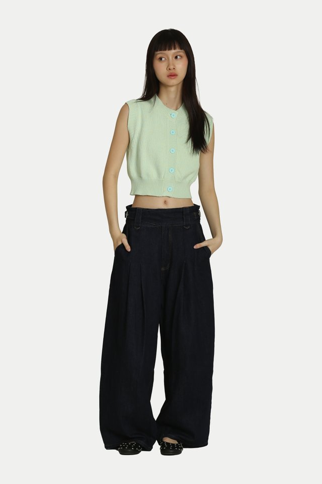 SATORU HIGH-WAISTED GURKHA JEANS IN DARK WASH