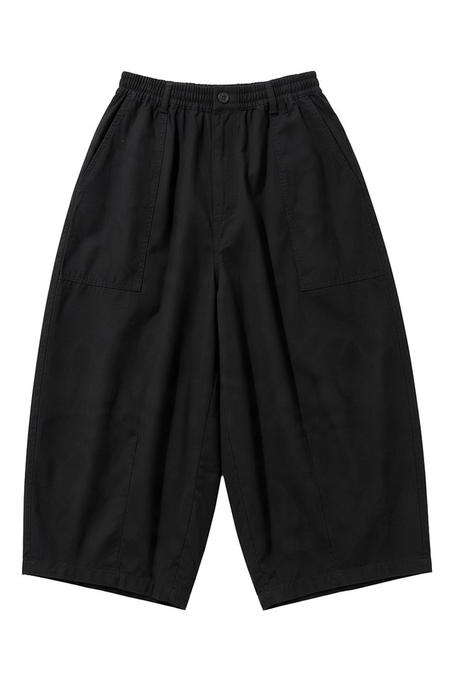 RIGSBY CROPPED BARREL TROUSERS IN BLACK