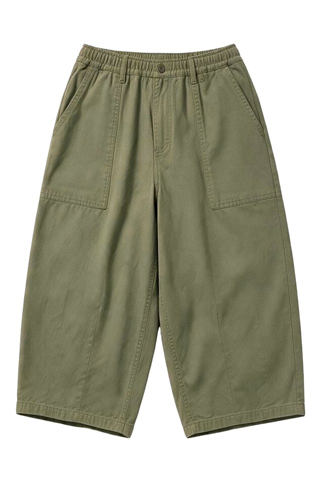 RIGSBY CROPPED BARREL TROUSERS IN OLIVE