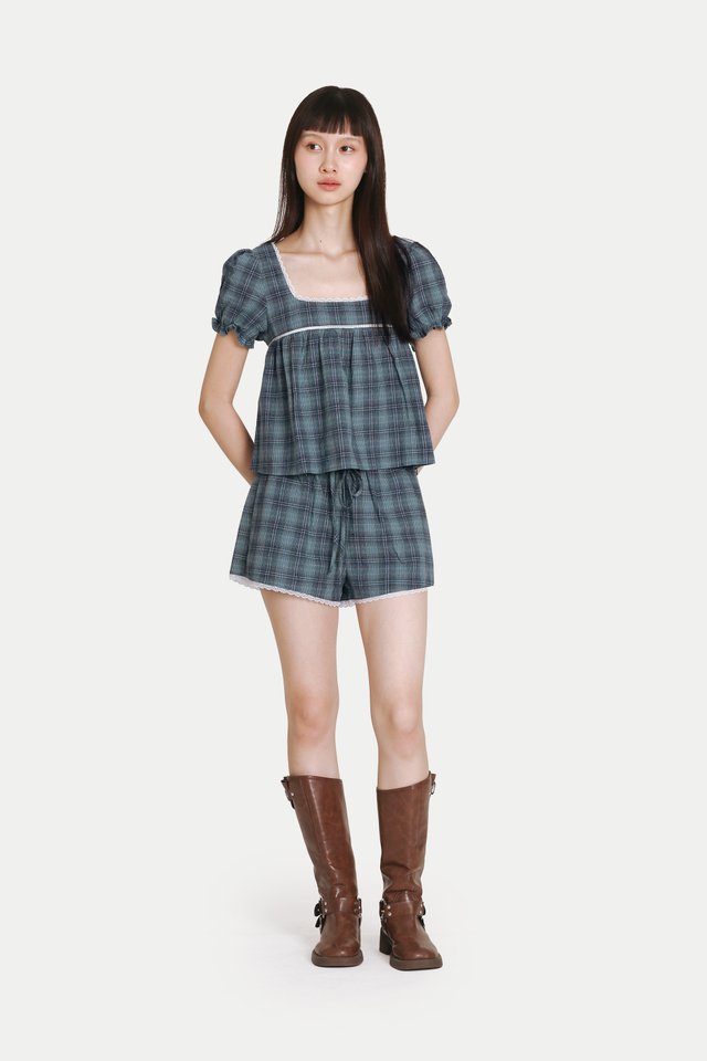 SOFIA MINI SHORTS IN OCEAN CHECKS