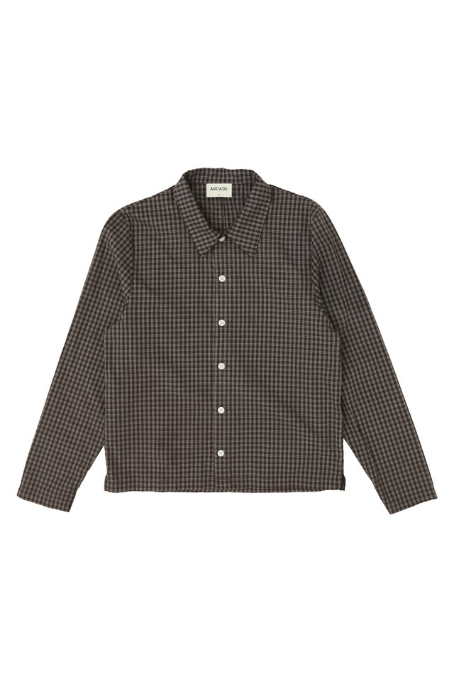 ZIMMER CROPPED CHECKED SHIRT IN CHARCOAL