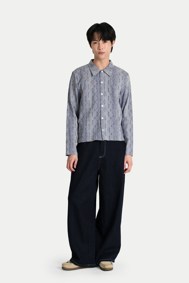ZIMMER CROPPED STRIPED SHIRT IN RIPPLE