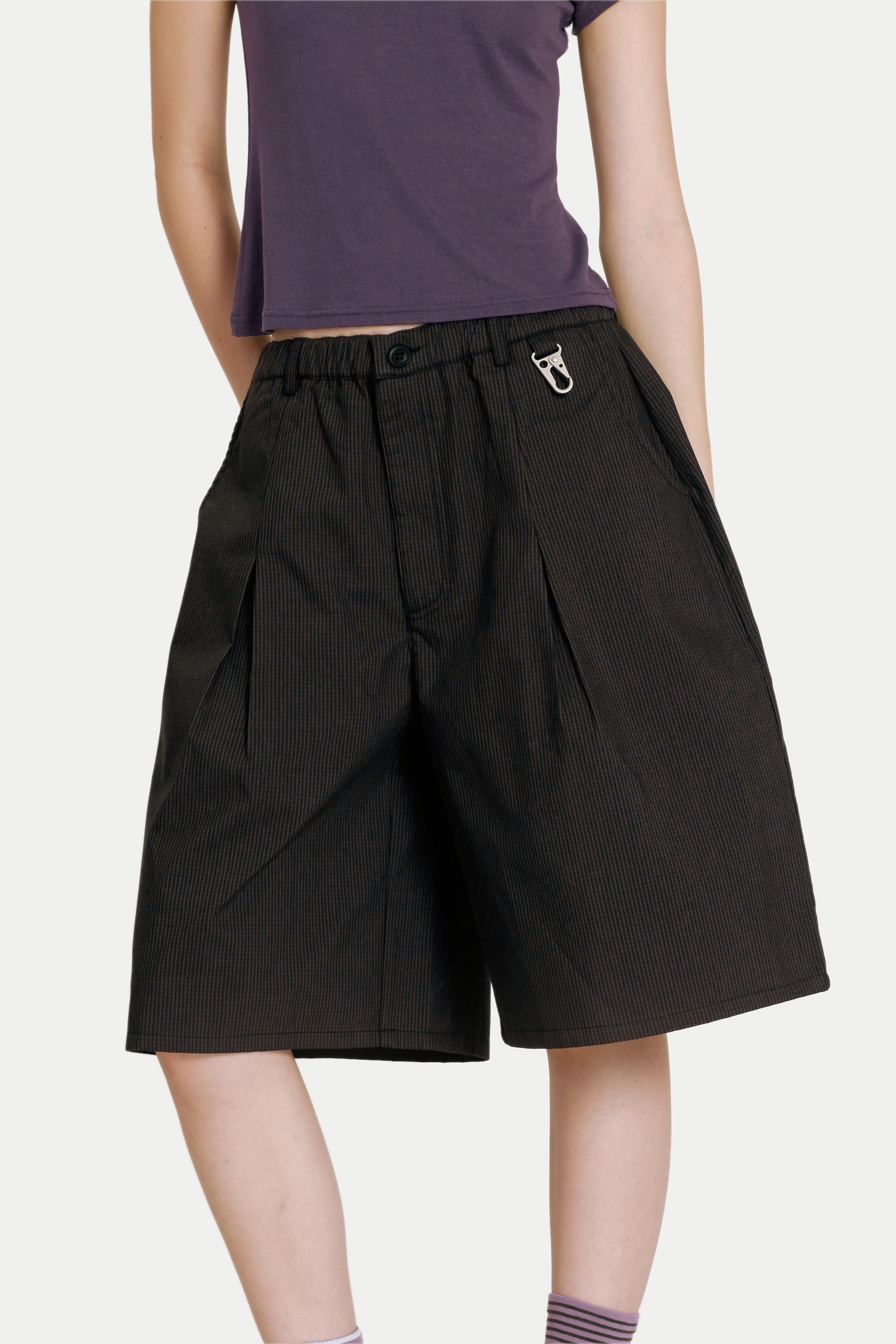 KAIZEN CHECKERED JORTS IN BLACK