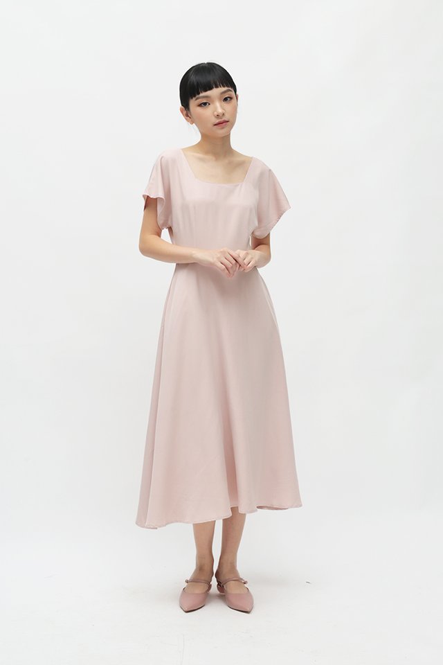 LISBETH SQUARE NECK DRESS IN FRENCH ROSE