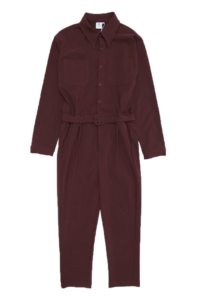 MILLEN LONG SLEEVE JUMPSUIT IN MAHOGANY