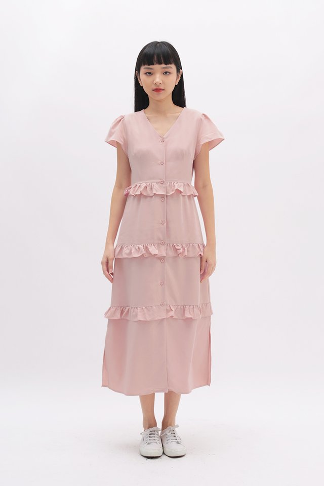 CHANTAL TIER DRESS IN FRENCH PINK