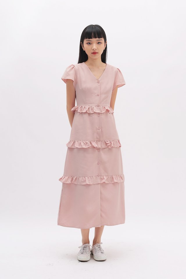 CHANTAL TIER DRESS IN FRENCH PINK