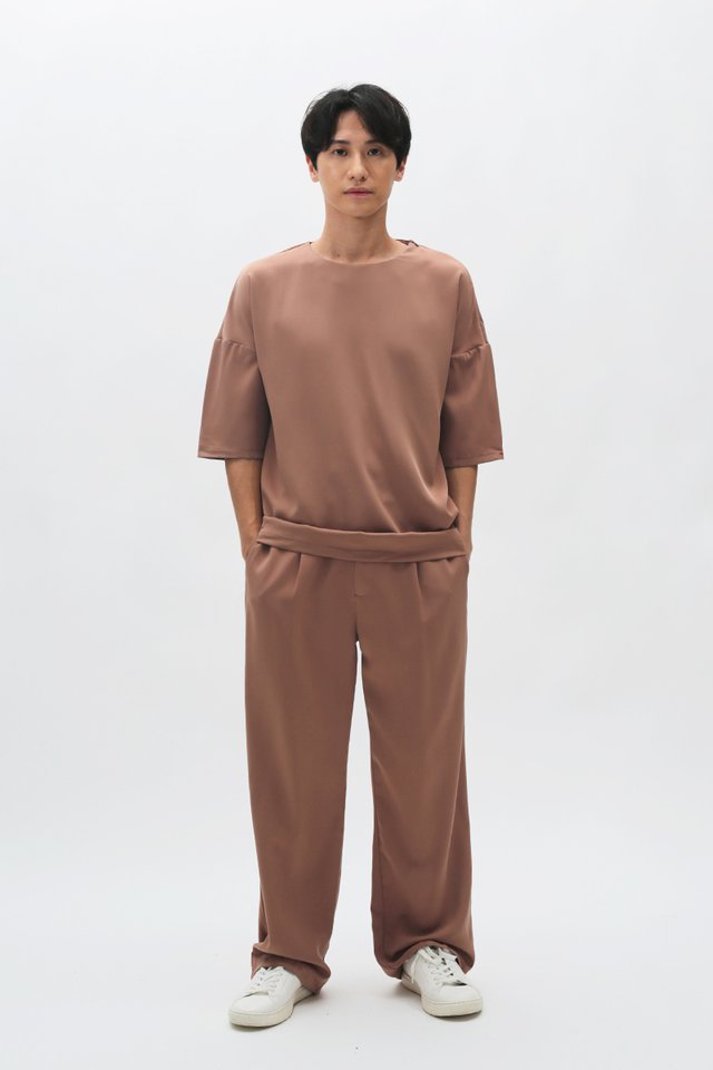 DRIES WIDE-LEG TROUSERS IN REDWOOD