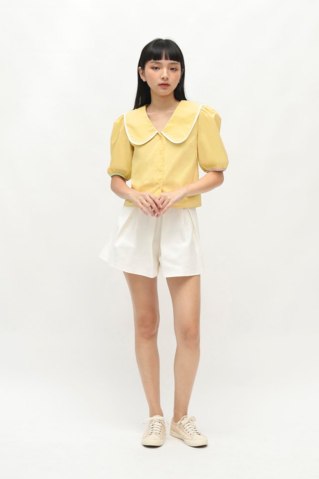 COLOURED LINES BUTTON BLOUSE IN BUTTERCUP