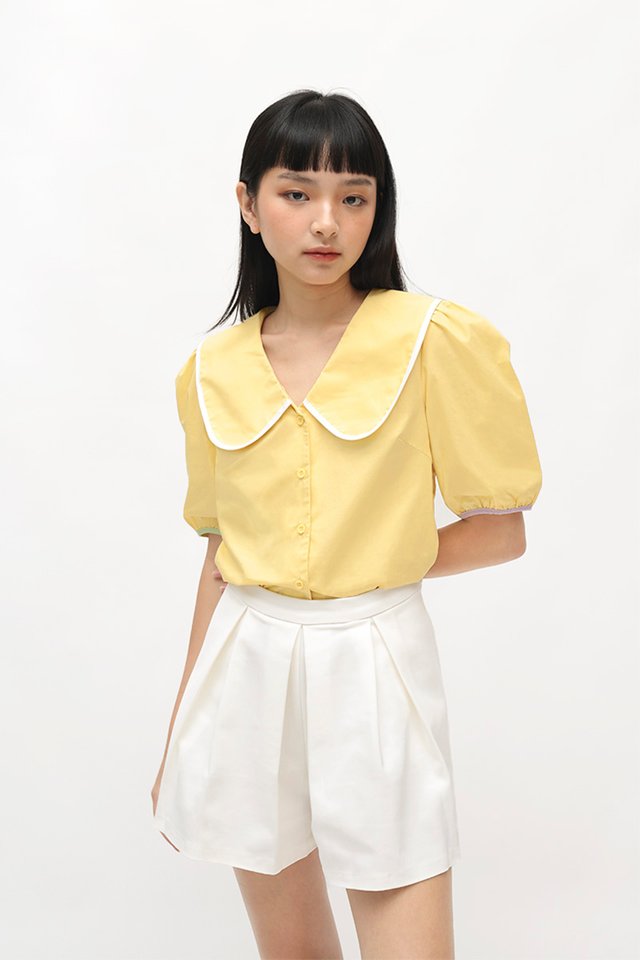 COLOURED LINES BUTTON BLOUSE IN BUTTERCUP